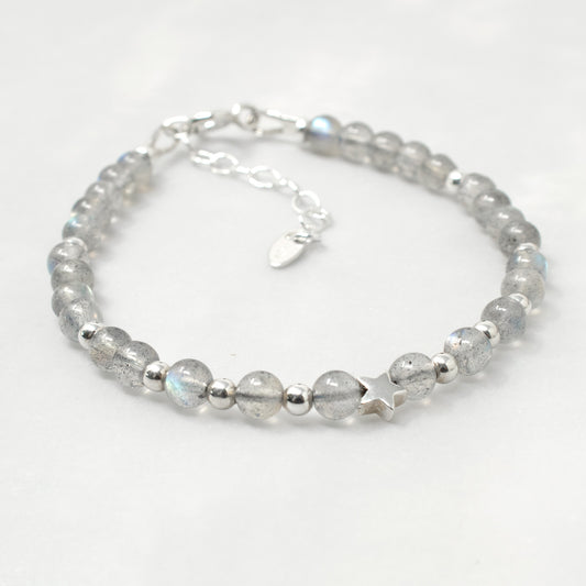 Labradorite & Sterling Silver Bead Bracelet