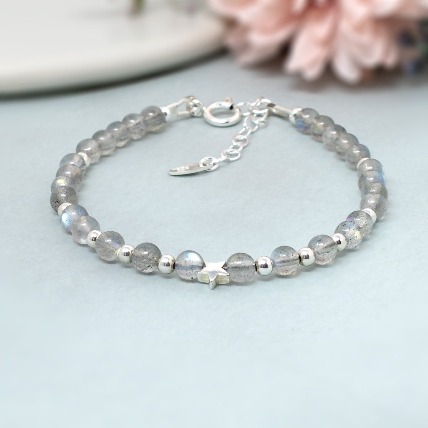 Labradorite & Sterling Silver Bead Bracelet
