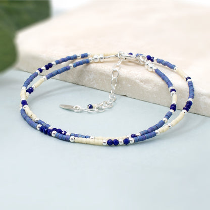 Lapis Lazuli Beaded Wrap Bracelet