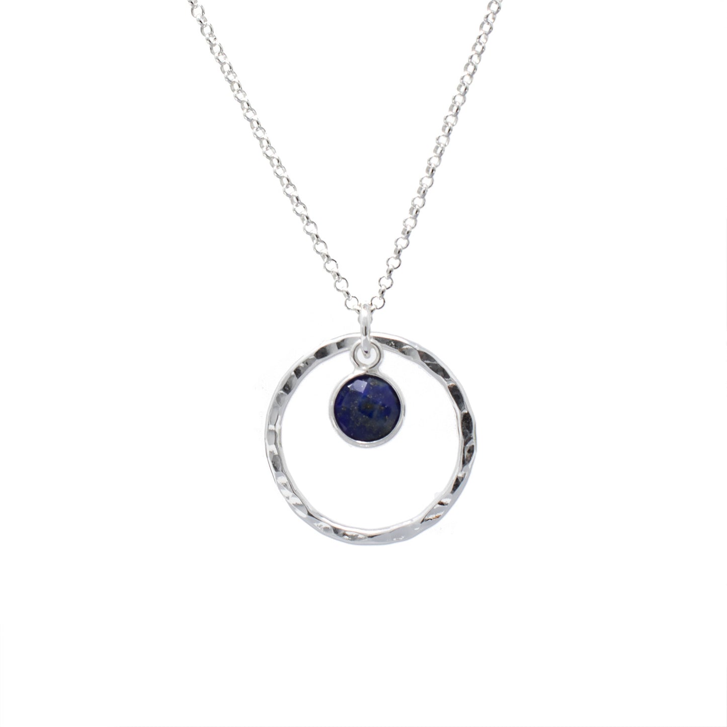 Lapis Lazuli Sterling Silver Circle Necklace