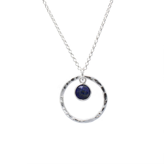 Lapis Lazuli Sterling Silver Circle Necklace