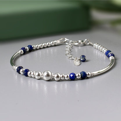 Lapis Lazuli & Sterling Silver Willow Bracelet