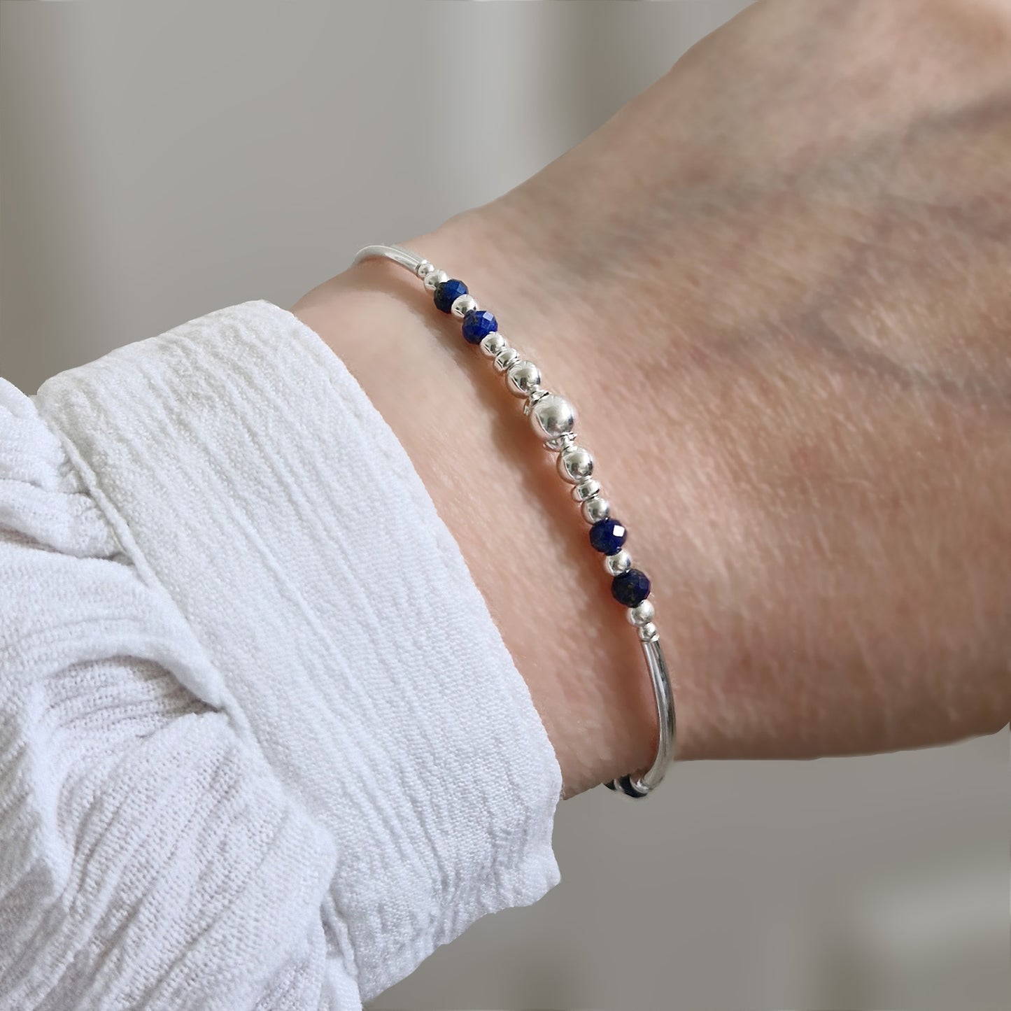 Lapis Lazuli & Sterling Silver Willow Bracelet