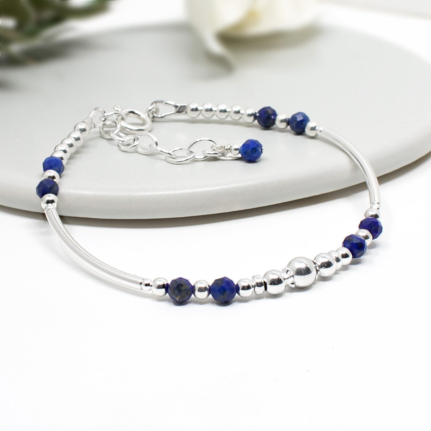 Lapis Lazuli & Sterling Silver Willow Bracelet