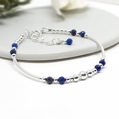 Lapis Lazuli & Sterling Silver Willow Bracelet