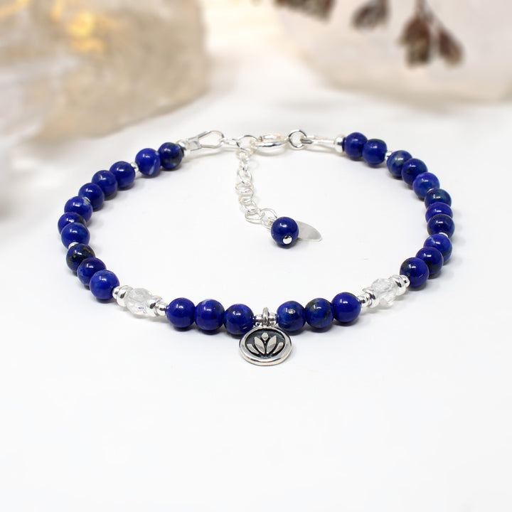 Lapis Lazuli & Lotus Flower Bracelet