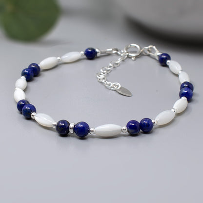 Lapis Lazuli Bracelet with Mother of Pearl