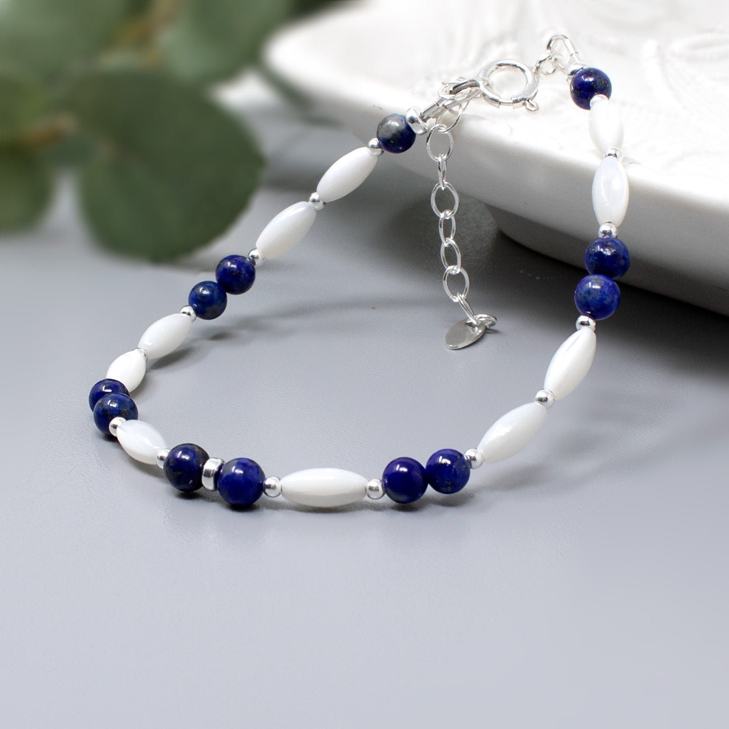 Lapis Lazuli Bracelet with Mother of Pearl