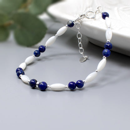 Lapis Lazuli Bracelet with Mother of Pearl