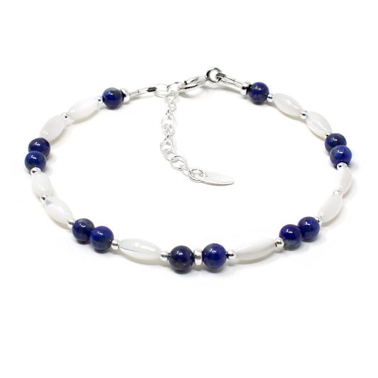 Lapis Lazuli Bracelet with Mother of Pearl