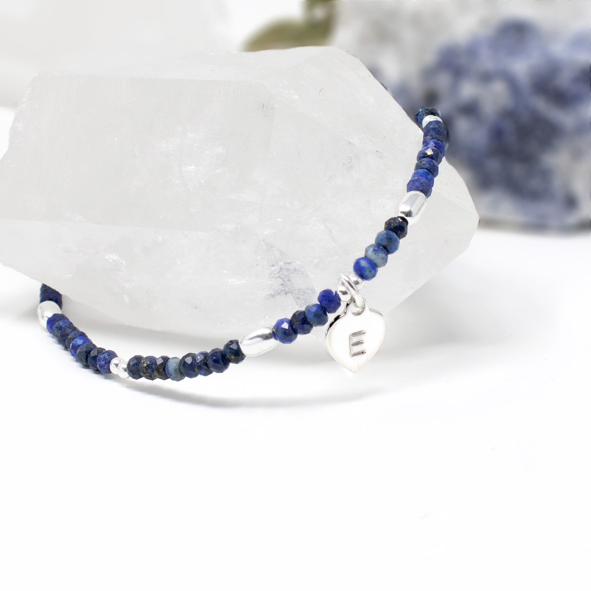 Lapis Lazuli Personalised Bracelet, Sterling Silver September Birthstone