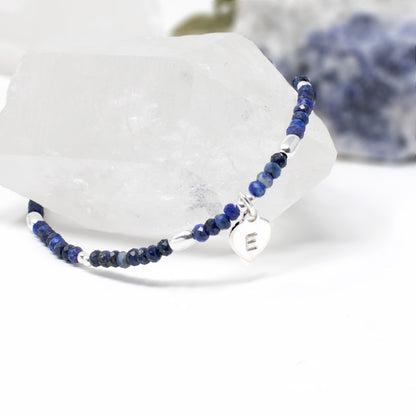 Lapis Lazuli Personalised Bracelet, Sterling Silver September Birthstone