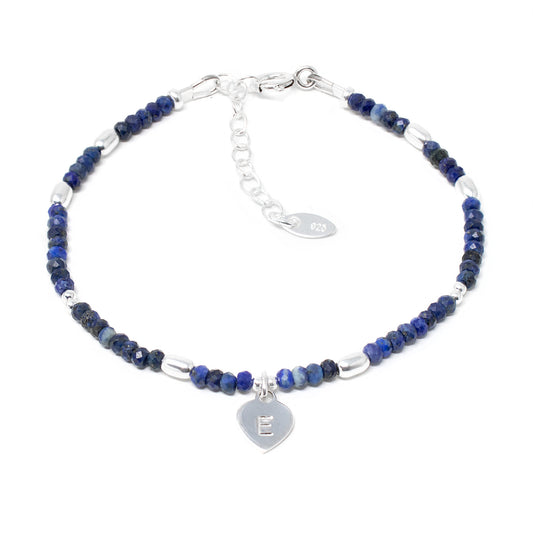 Lapis Lazuli Personalised Bracelet, Sterling Silver September Birthstone