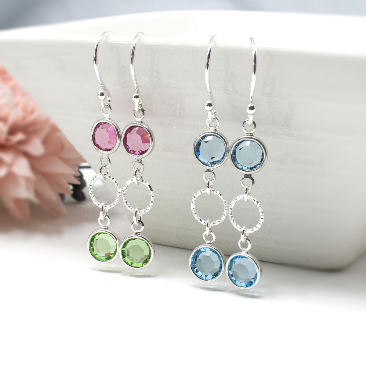 birthstone earrings with swarovski crystals