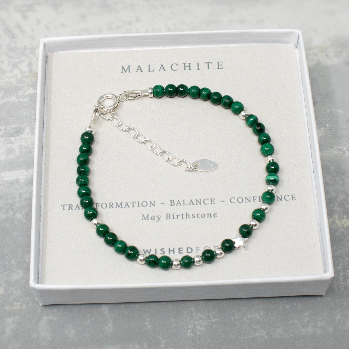 Malachite & Sterling Silver Bead Bracelet