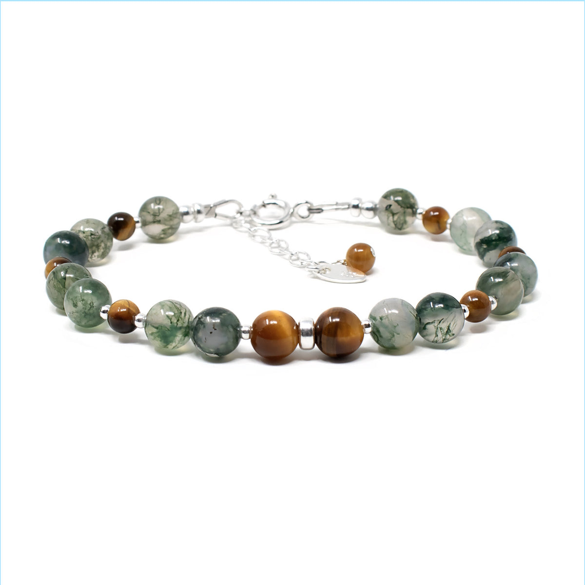 Tiger Eye & Moss Agate Duo Bracelet, Confidence & Balance