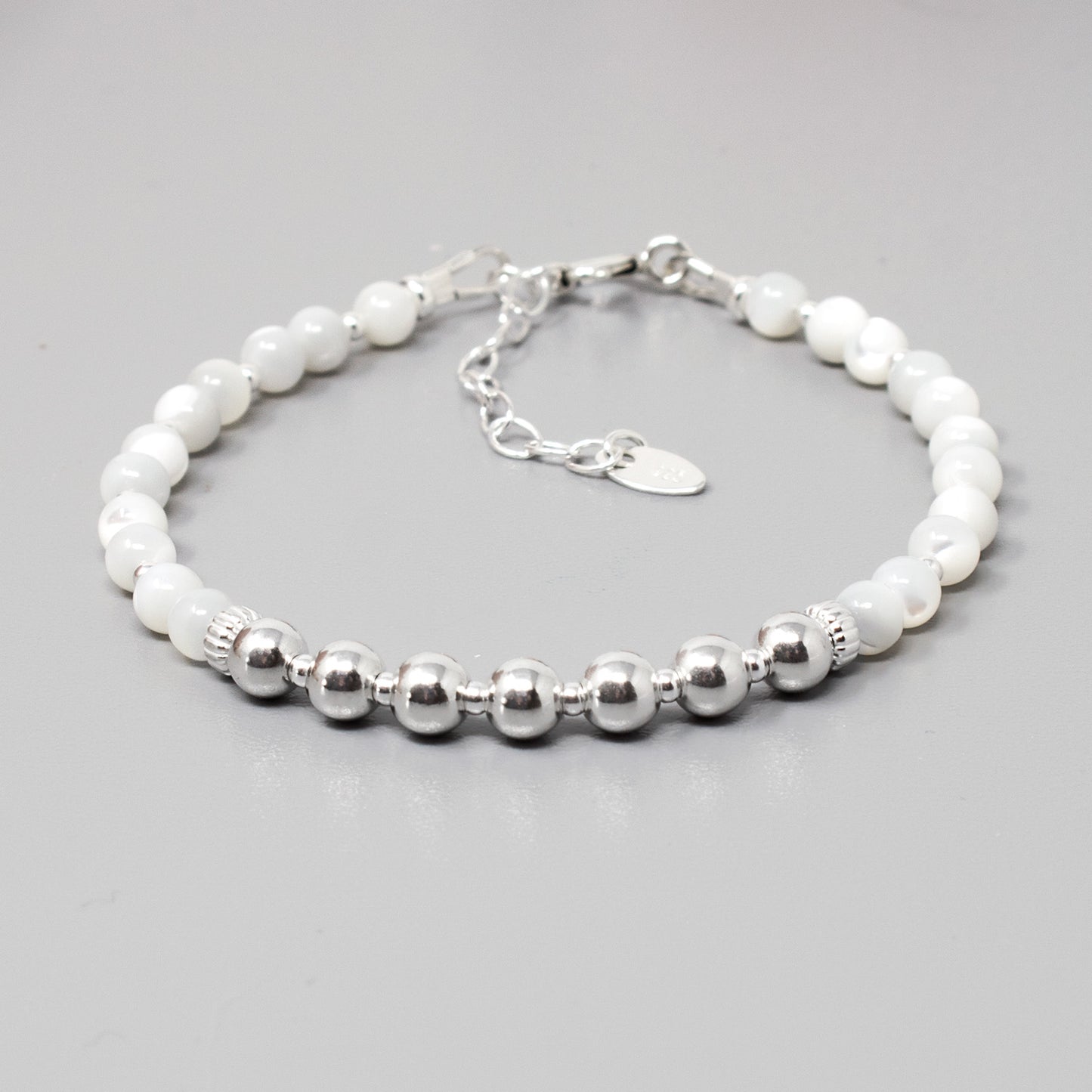 Sterling Silver & Mother of Pearl 70th Birthday Bracelet