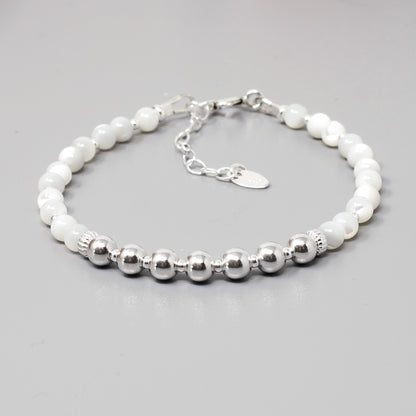 Sterling Silver & Mother of Pearl 70th Birthday Bracelet