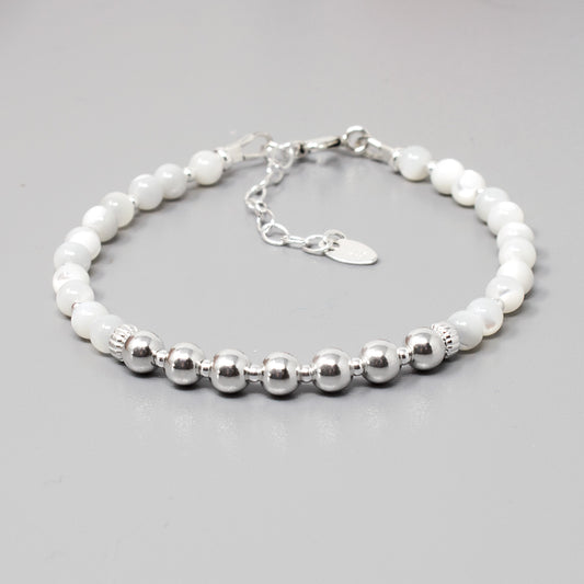 Sterling Silver & Mother of Pearl 70th Birthday Bracelet