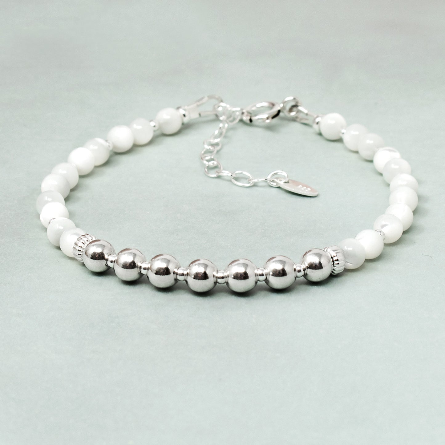Sterling Silver & Mother of Pearl 70th Birthday Bracelet