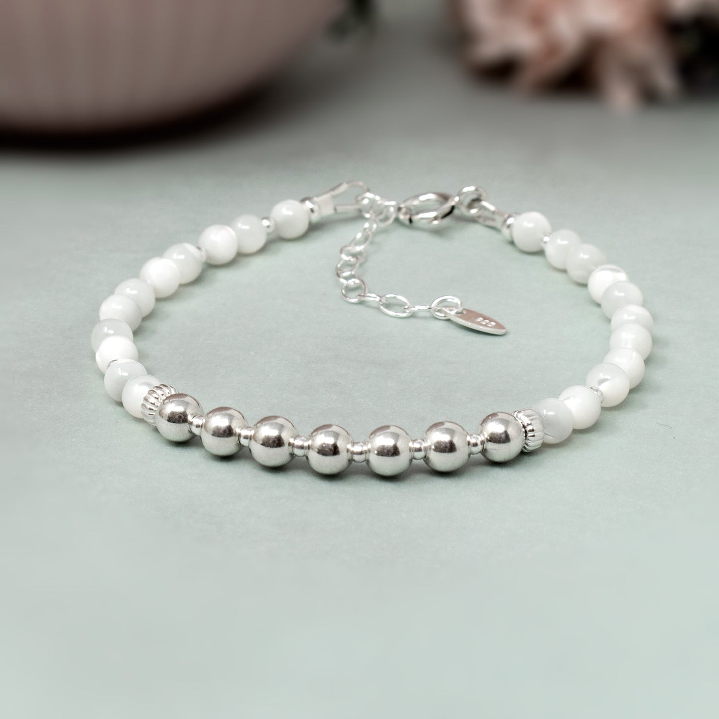 Sterling Silver & Mother of Pearl 70th Birthday Bracelet