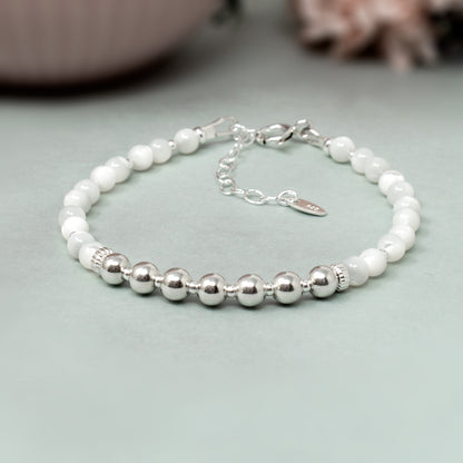 Sterling Silver & Mother of Pearl 70th Birthday Bracelet