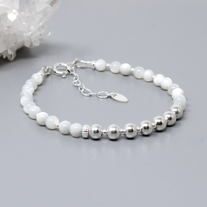 Sterling Silver & Mother of Pearl 70th Birthday Bracelet