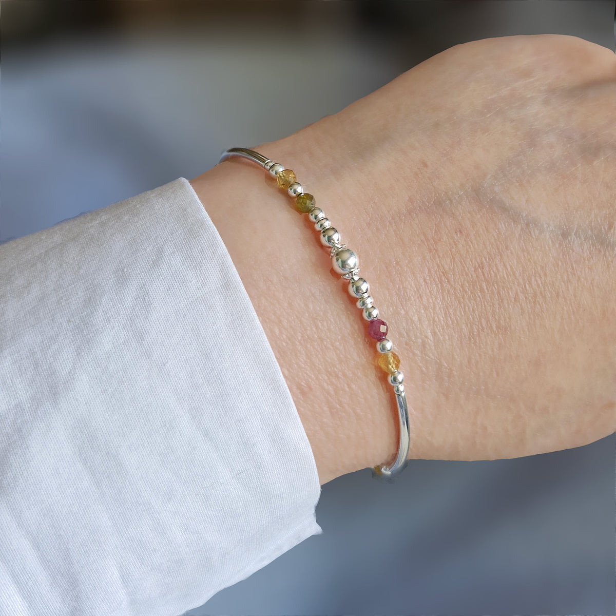 Multi Tourmaline & Sterling Silver Willow Bracelet