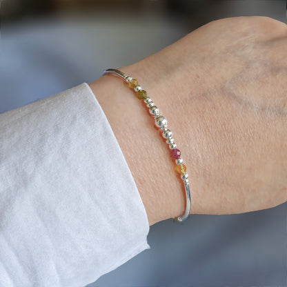 Multi Tourmaline & Sterling Silver Willow Bracelet
