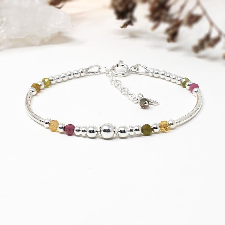 Multi Tourmaline & Sterling Silver Willow Bracelet