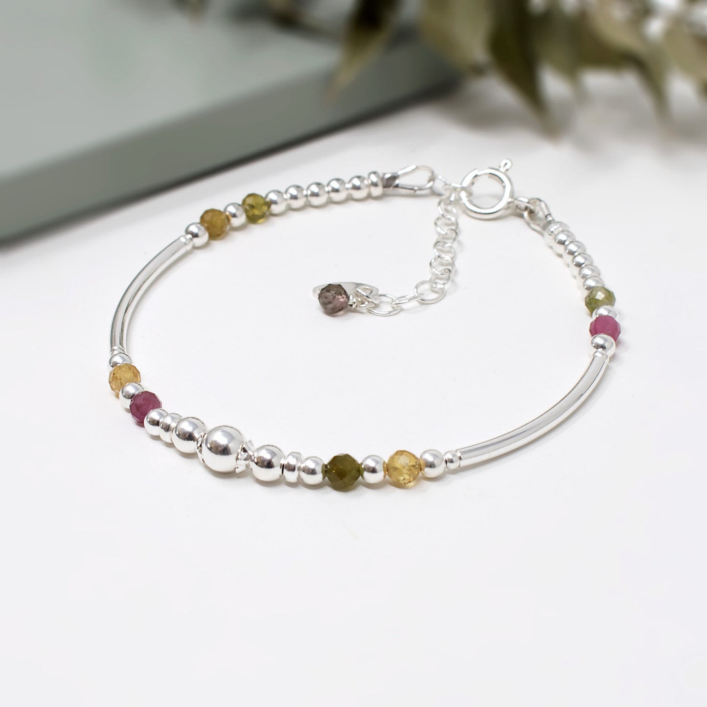 Multi Tourmaline & Sterling Silver Willow Bracelet