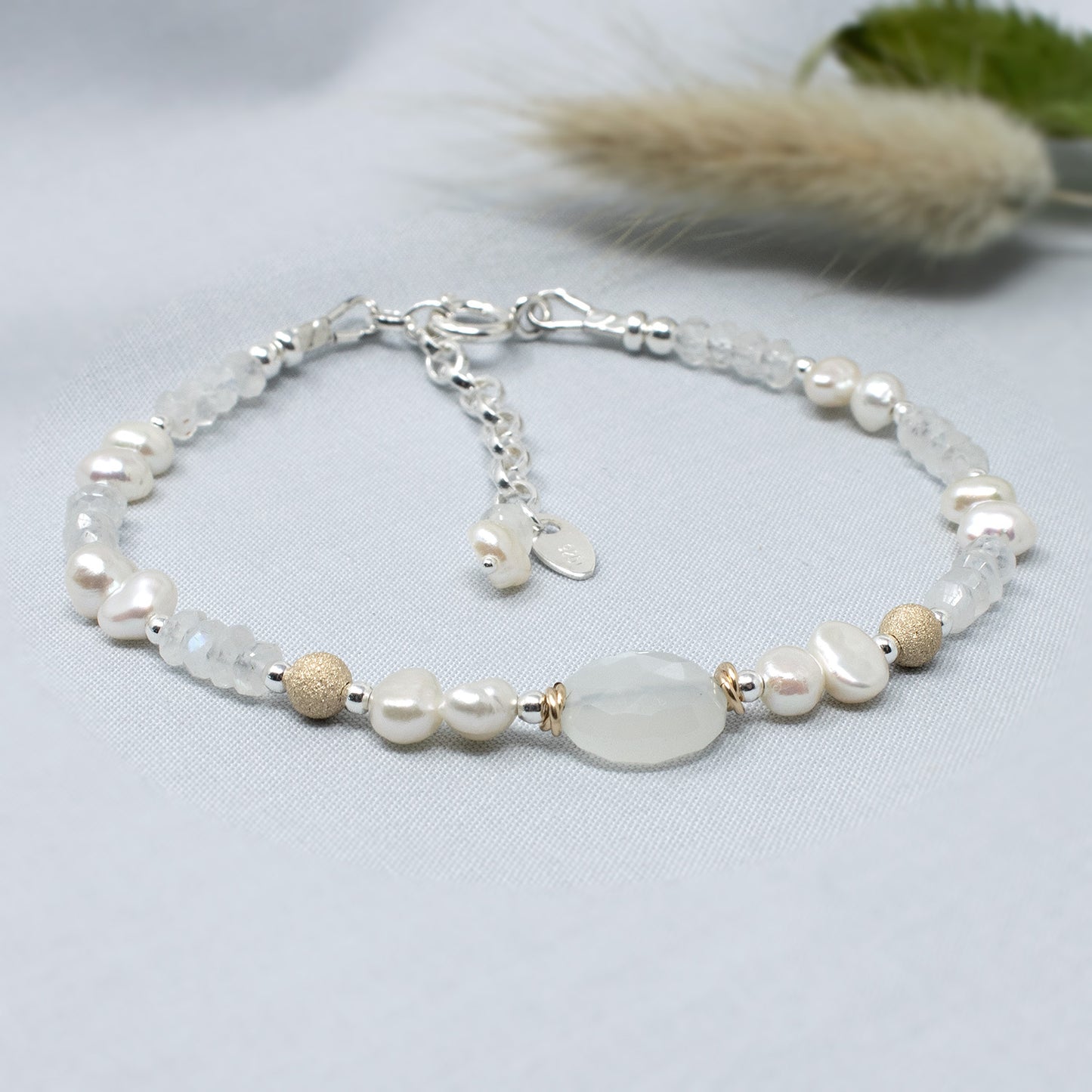 Moonstone & Freshwater Pearl Bracelet