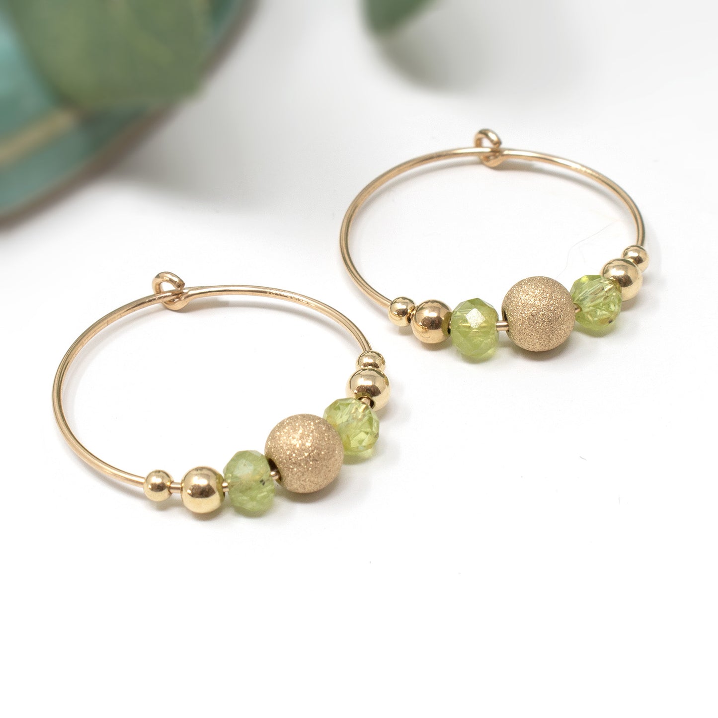 Peridot Gemstone Hoop Earrings 14ct Gold Fill