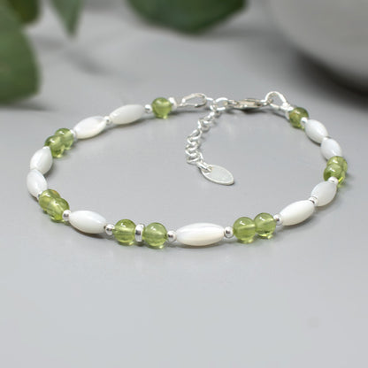 Peridot Bracelet with Mother of Pearl