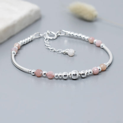 Pink Opal & Sterling Silver Willow Bracelet