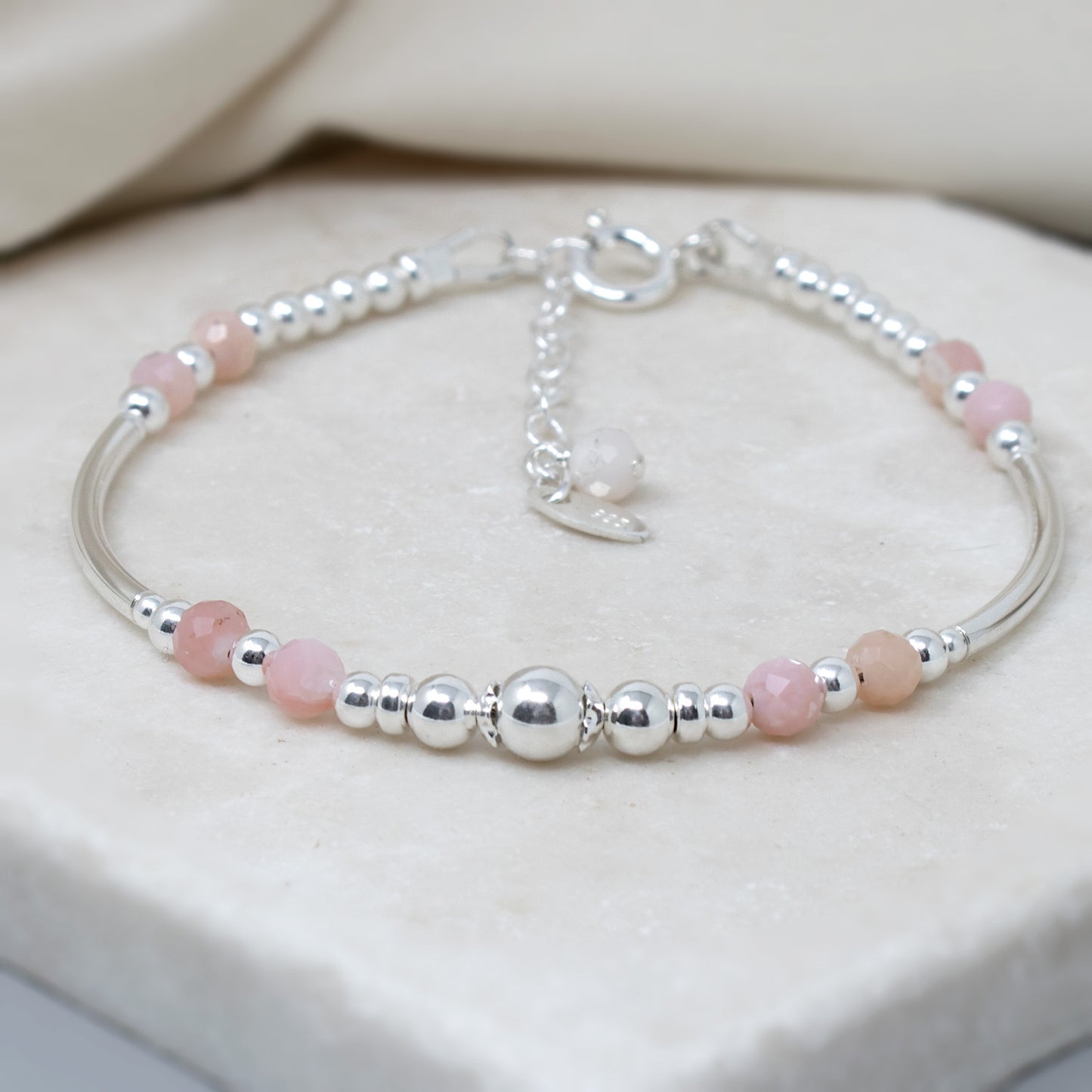 Pink Opal & Sterling Silver Willow Bracelet