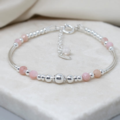 Pink Opal & Sterling Silver Willow Bracelet