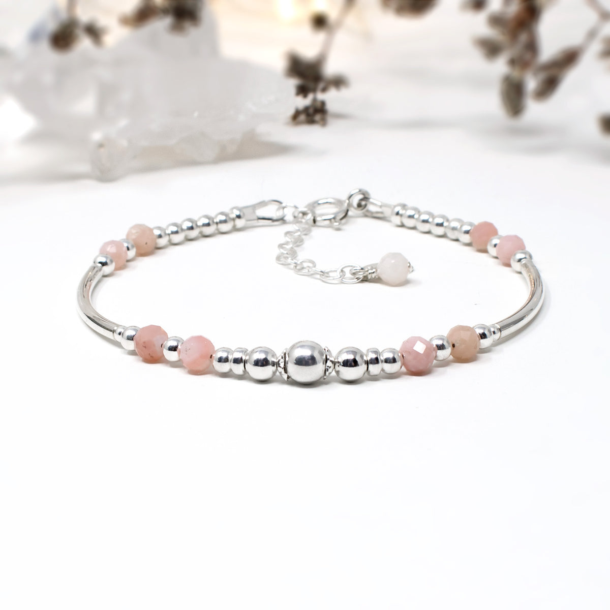 Pink Opal & Sterling Silver Willow Bracelet