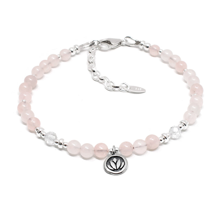 Rose Quartz & Lotus Flower Bracelet