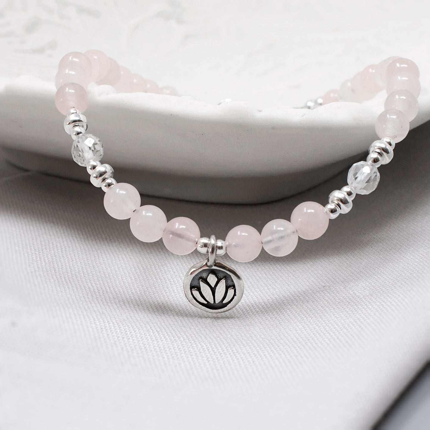 Love & Light Rose Quartz Lotus Bracelet