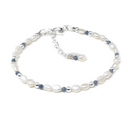 Sapphire & Keshi Pearl Sterling Silver Bracelet