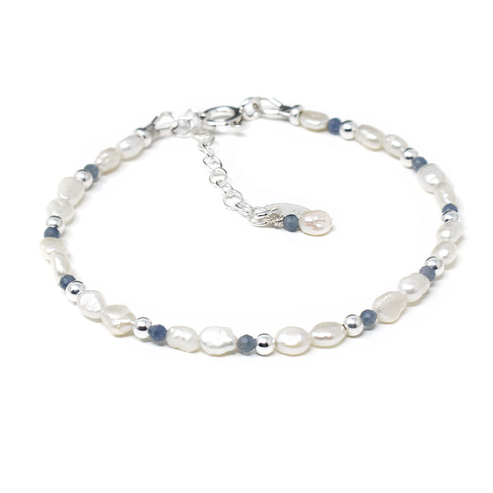 Sapphire & Keshi Pearl Sterling Silver Bracelet