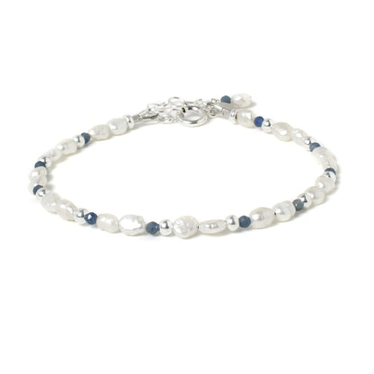 Sapphire & Keshi Pearl Sterling Silver Bracelet