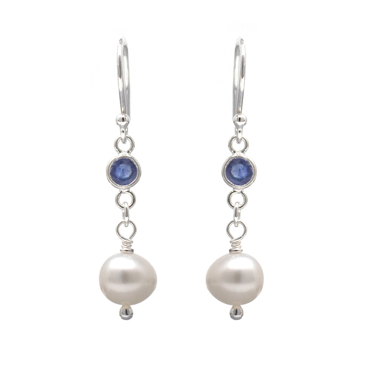 Sapphire and Pearl Drop Earrings