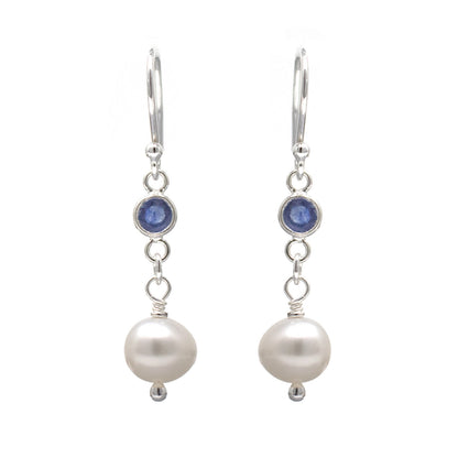 Sapphire and Pearl Drop Earrings