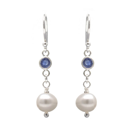Sapphire and Pearl Drop Earrings
