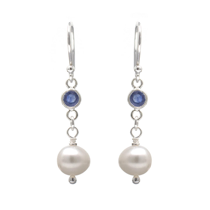 Sapphire and Pearl Drop Earrings