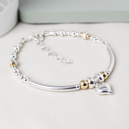 Heart Bracelet Sterling Silver & 14ct Gold Fill