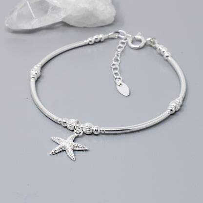 Sterling Silver Bead & Starfish Bracelet