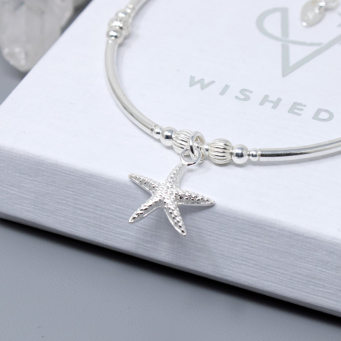 Sterling Silver Bead & Starfish Bracelet